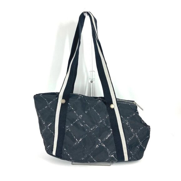 CHANEL Old travel line Pet Bag Shoulder Bag Shoulder Bag Duffle Bag Nylon Black - Picture 2 of 16